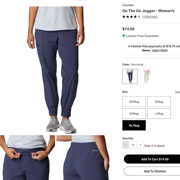 Columbia Hiking Jogger Omni-Shade 50 UPF Blue Nocturnal Size 2XL Adjustable Hem - Picture 7 of 7